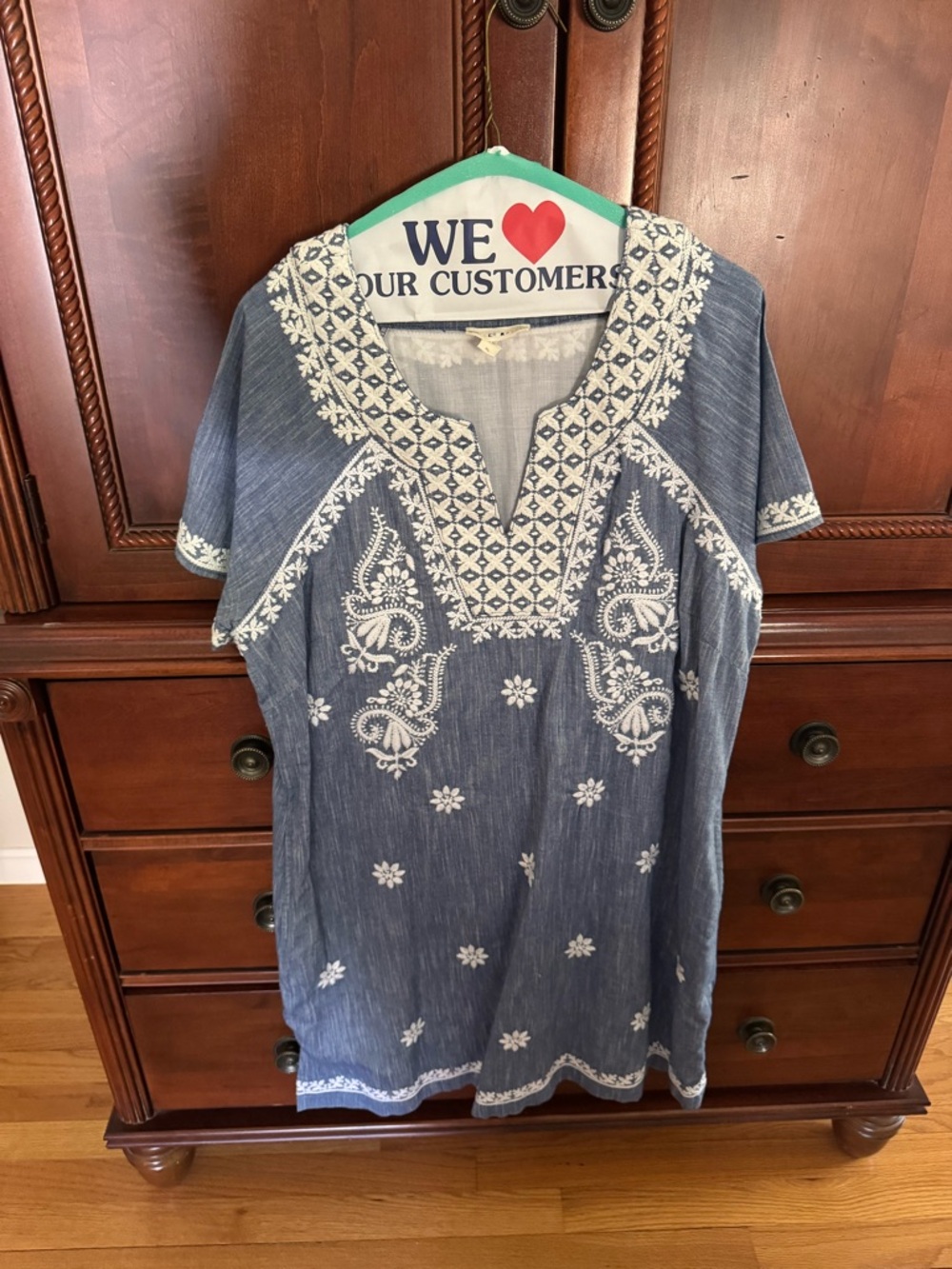 Roller Rabbit Blue Embroidered V-Neck Tunic